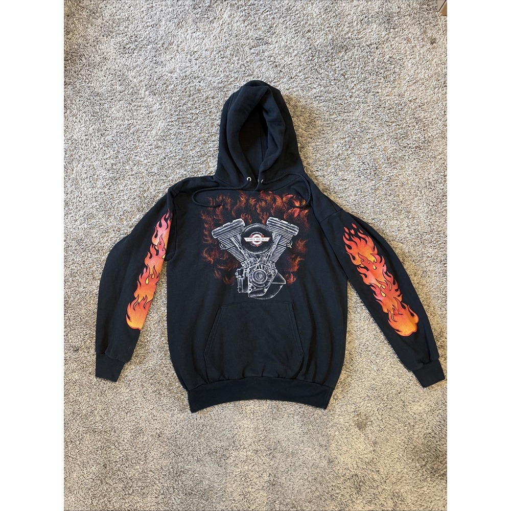 Fort Bragg Cycle Supply V-Twin Power Hoodie Jacket Medium Mens M Flames